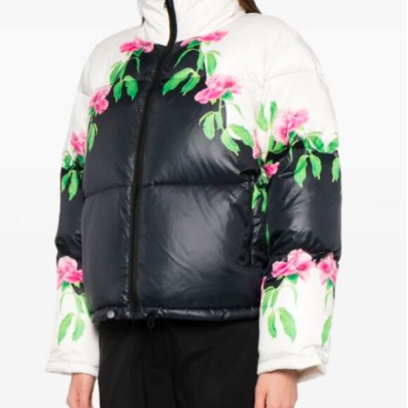 Cynthia Rowley Women's floral-print puffer jacket Coat NWT 525 Sz L - Picture 1 of 13